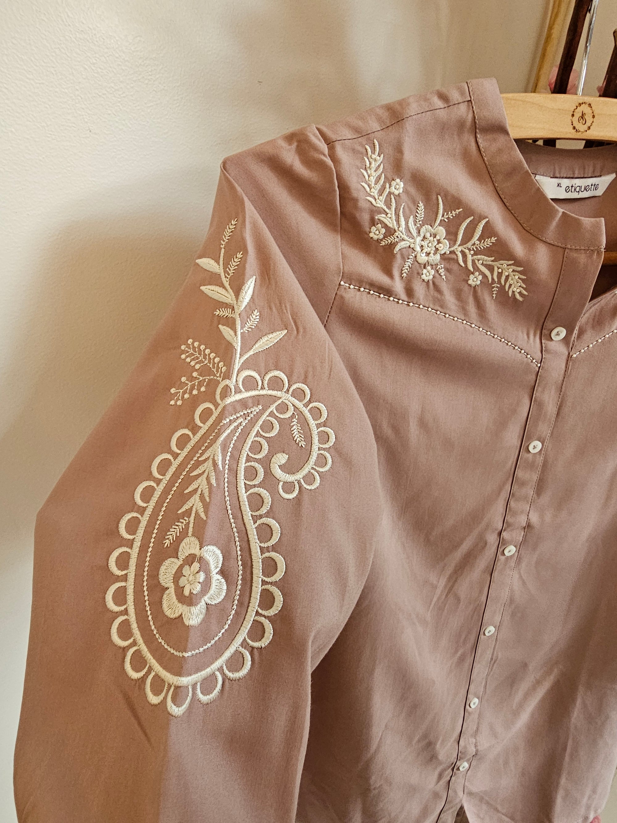 White Embroidered Cotton Blend Cord Set for Women