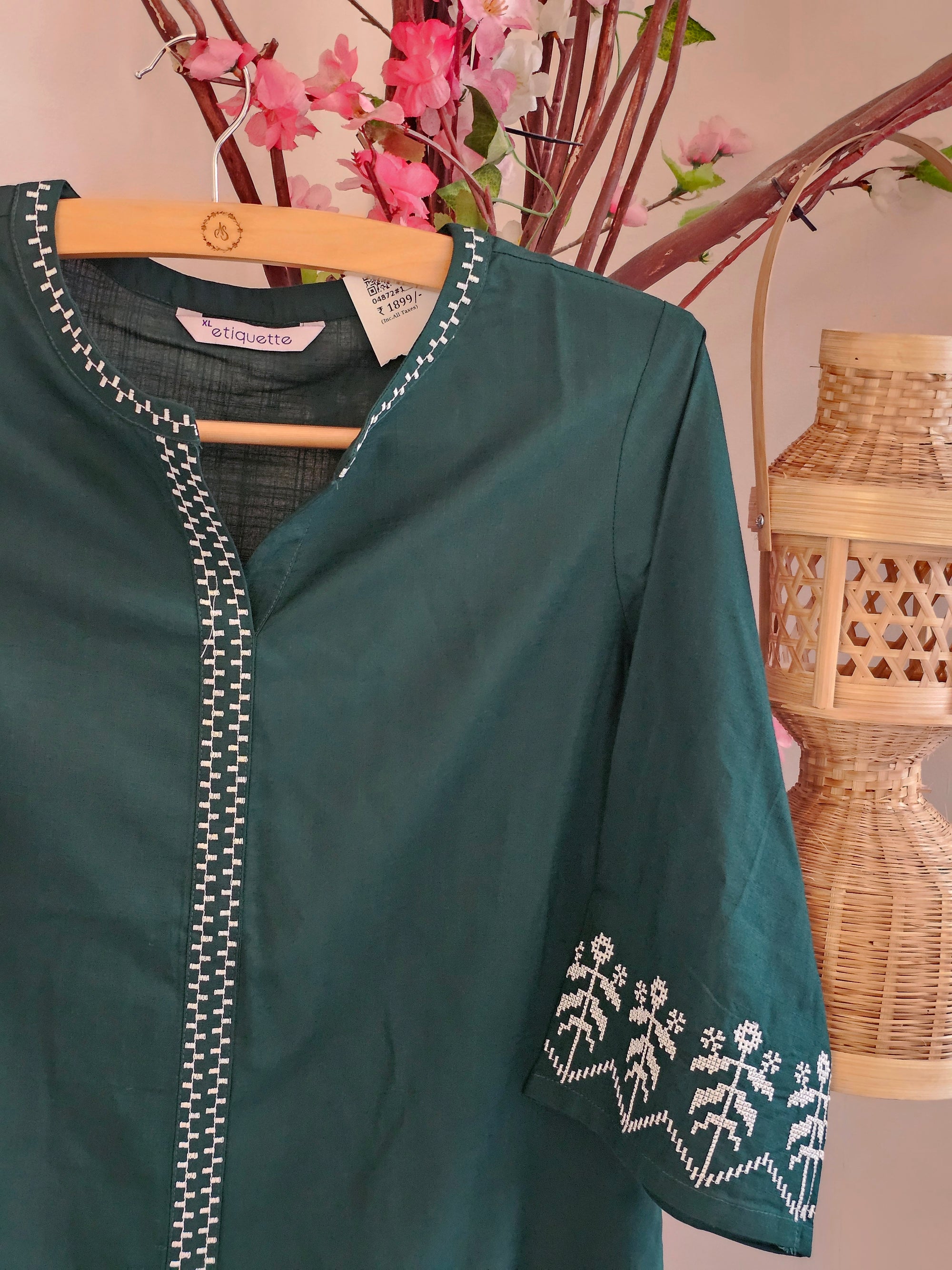 Green Global Desi Embroidered Kurta for Women
