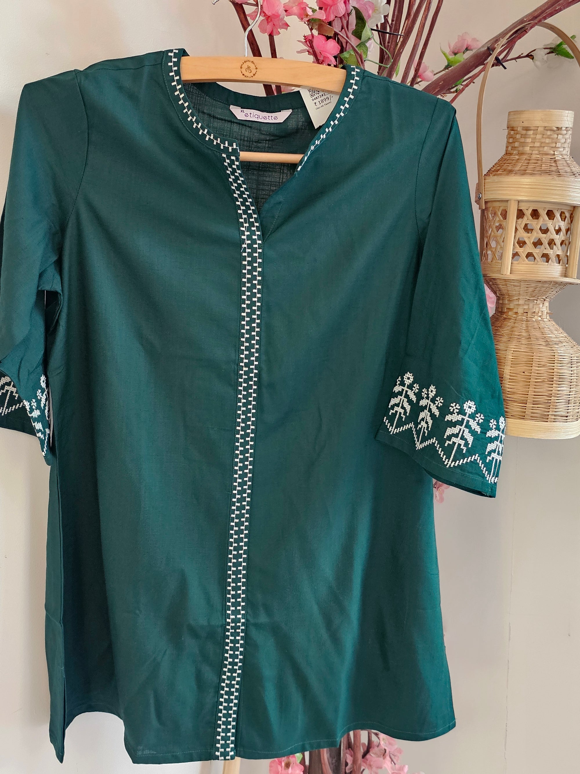 Green Global Desi Embroidered Kurta for Women