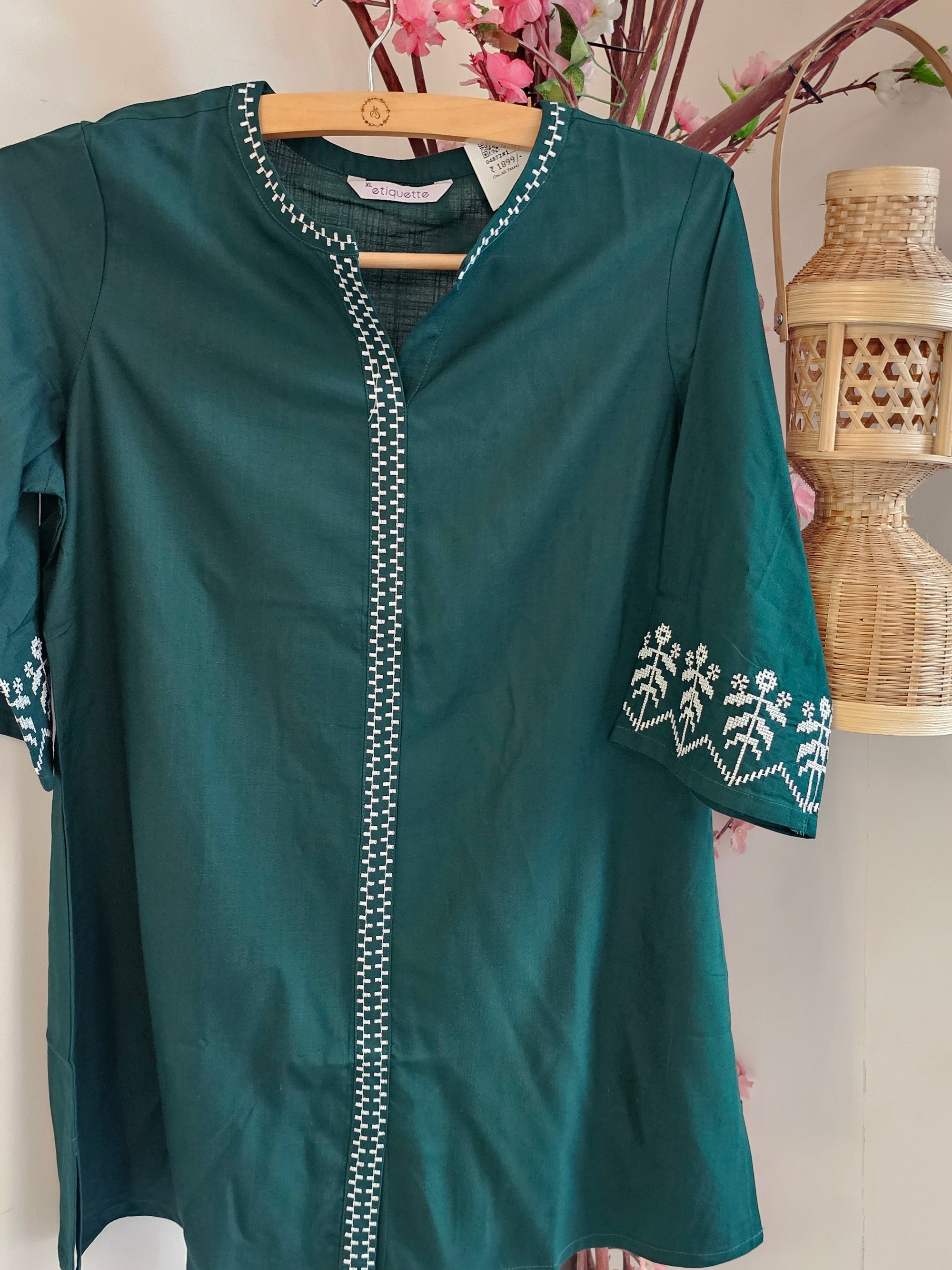 Green Global Desi Embroidered Kurta for Women