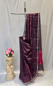 Maroon Cotton Maheshwari Saree with Star Flower Buti