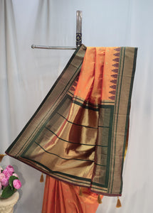 Mango Yellow Soft Silk Saree with Narali Border & Karnaphuli Butta