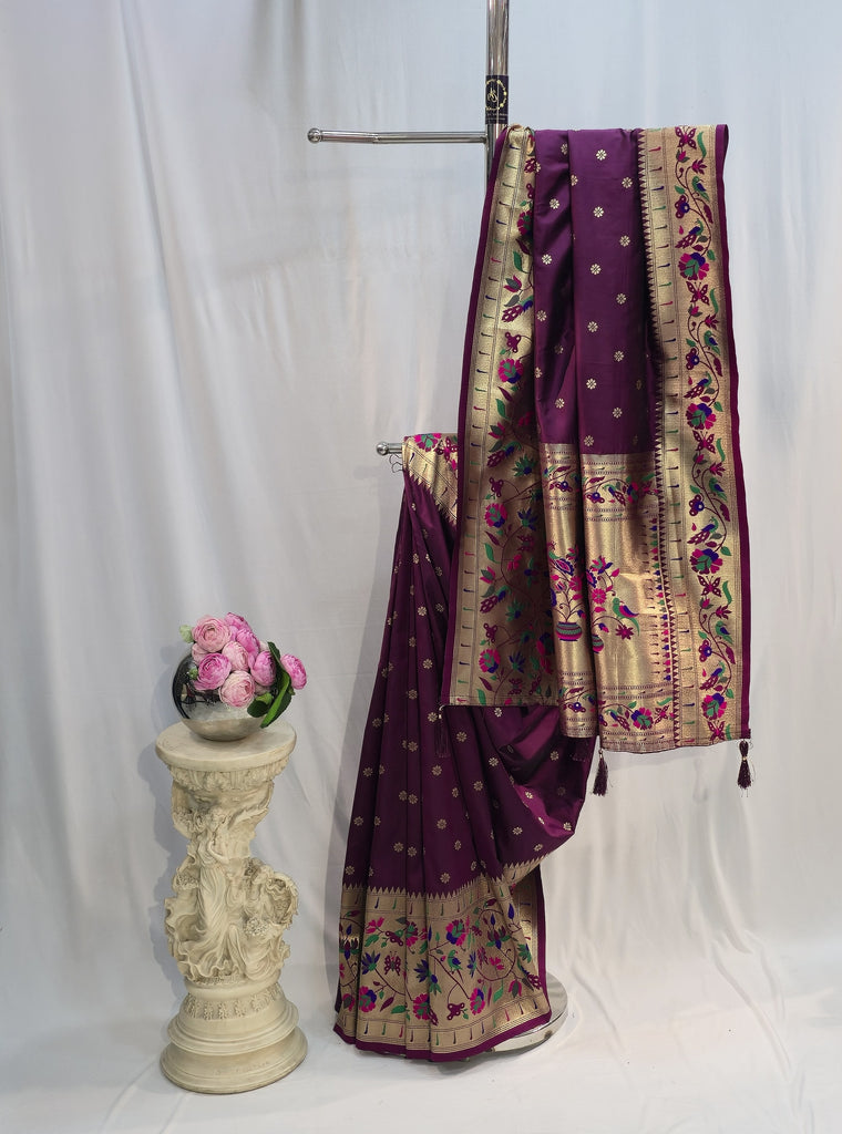 Wine Soft Silk Saree with Elegant Big Border