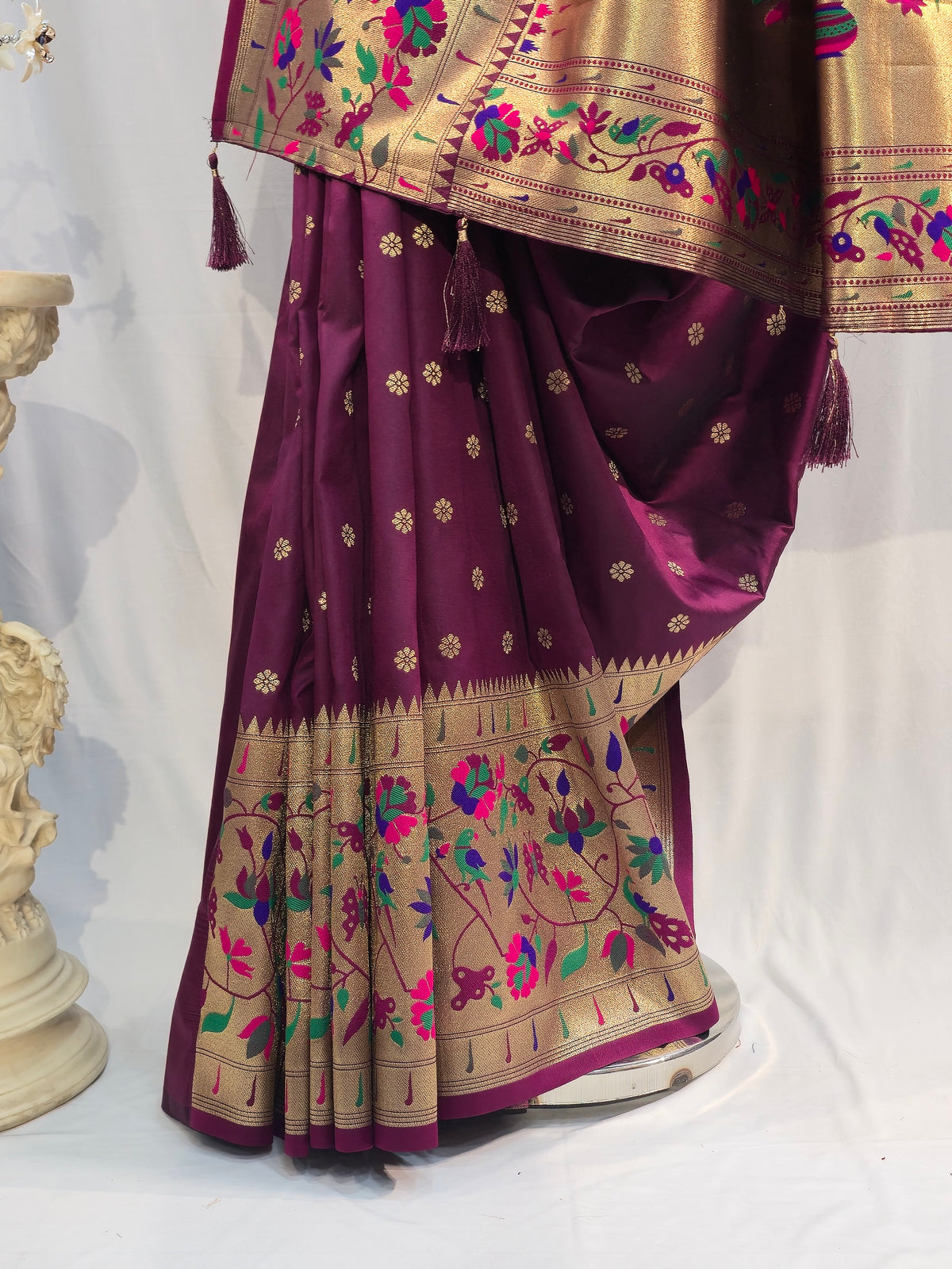Wine Soft Silk Saree with Elegant Big Border