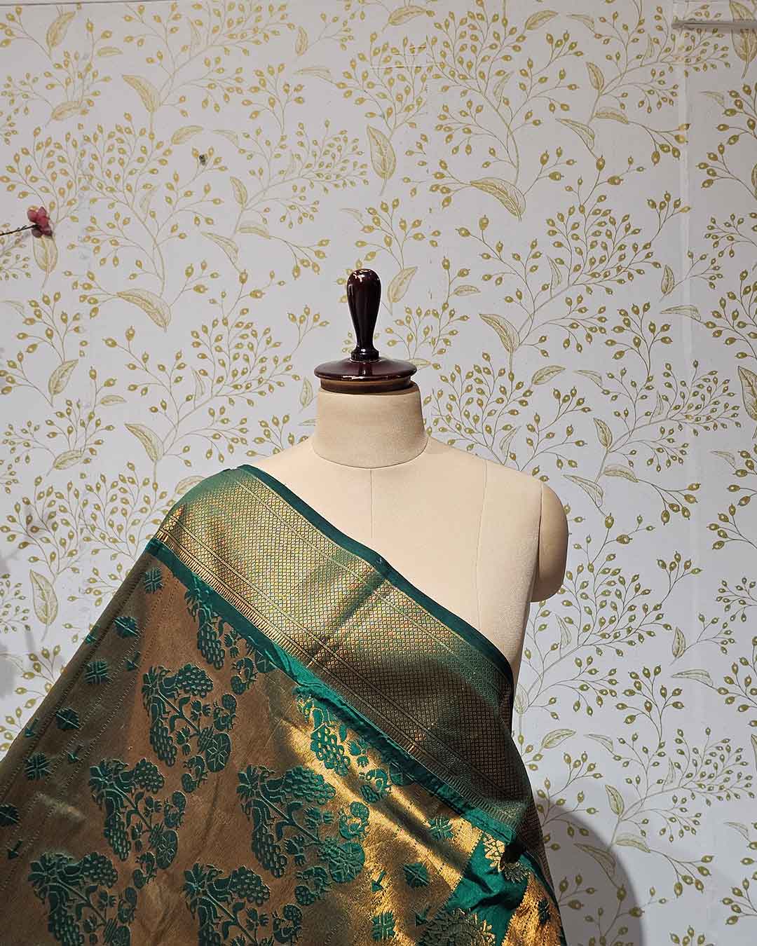 Copper Paithani Silk Saree  Premium Soft Silk with Zari Border & Brocade Pallu