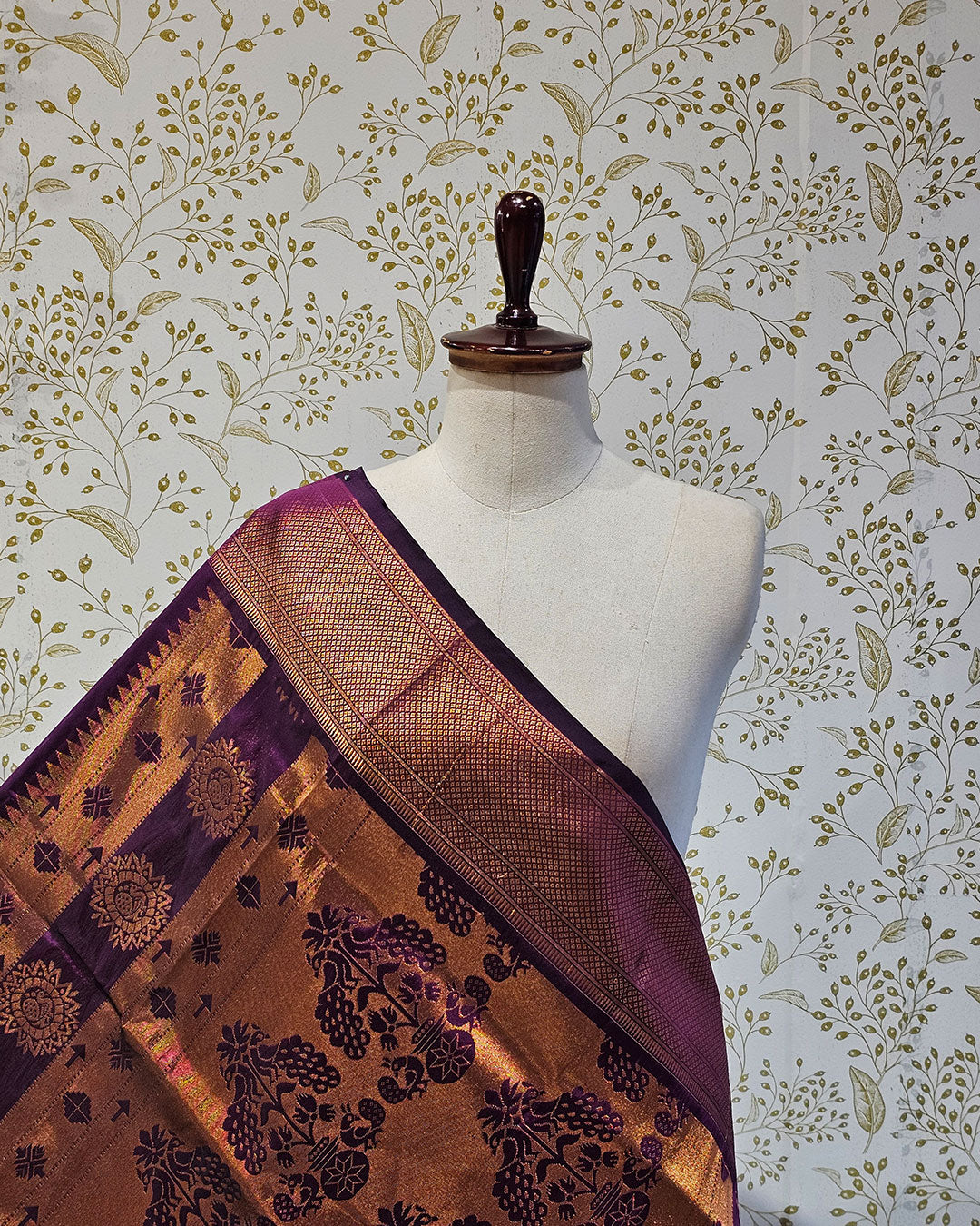 Copper Paithani Silk Saree  Premium Soft Silk with Zari Border & Brocade Pallu