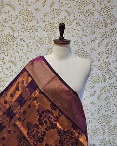 Copper Paithani Silk Saree  Premium Soft Silk with Zari Border & Brocade Pallu