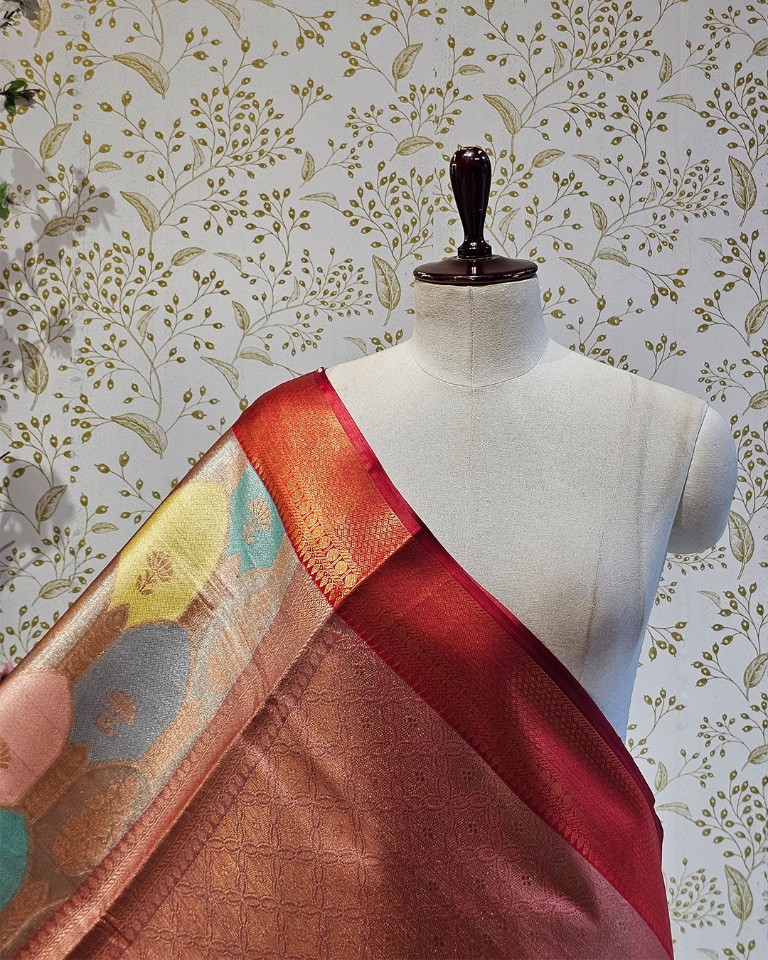 Banarasi Tissue Saree  Copper Designer Border with Rangkat Design & Brocade Pallu