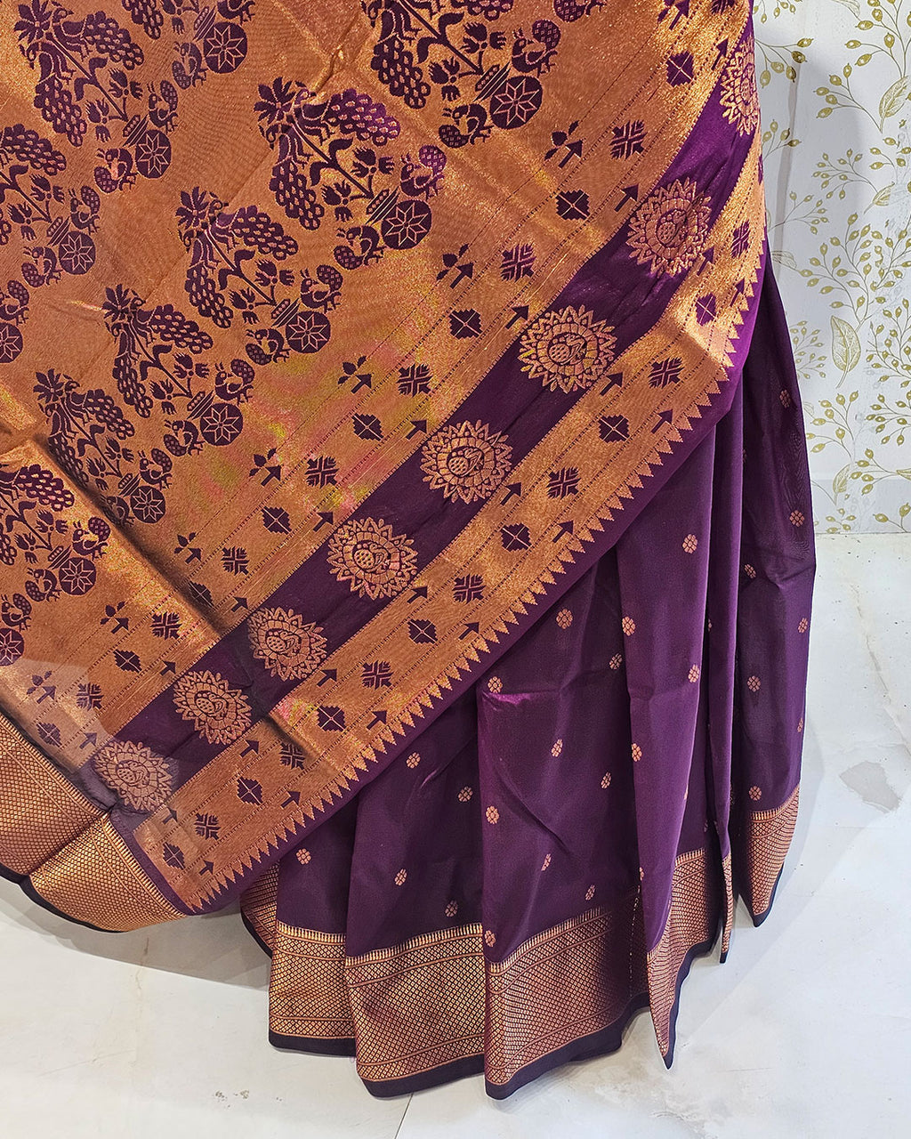 Copper Paithani Silk Saree  Premium Soft Silk with Zari Border & Brocade Pallu