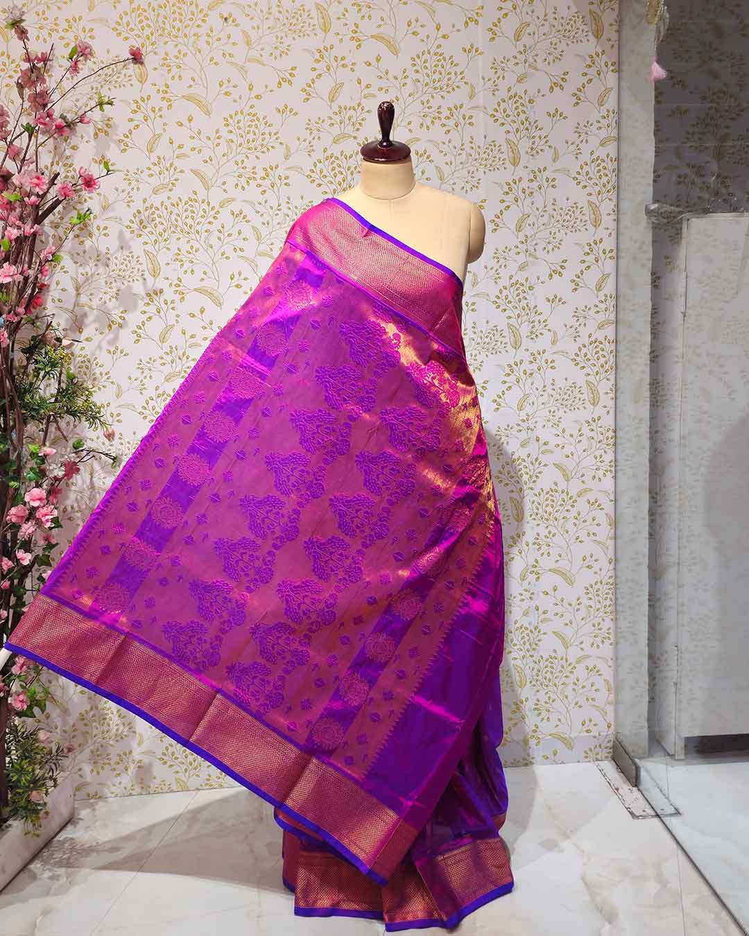 Copper Paithani Silk Saree  Premium Soft Silk with Zari Border & Brocade Pallu