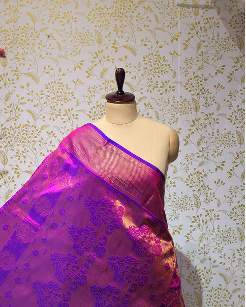 Copper Paithani Silk Saree  Premium Soft Silk with Zari Border & Brocade Pallu