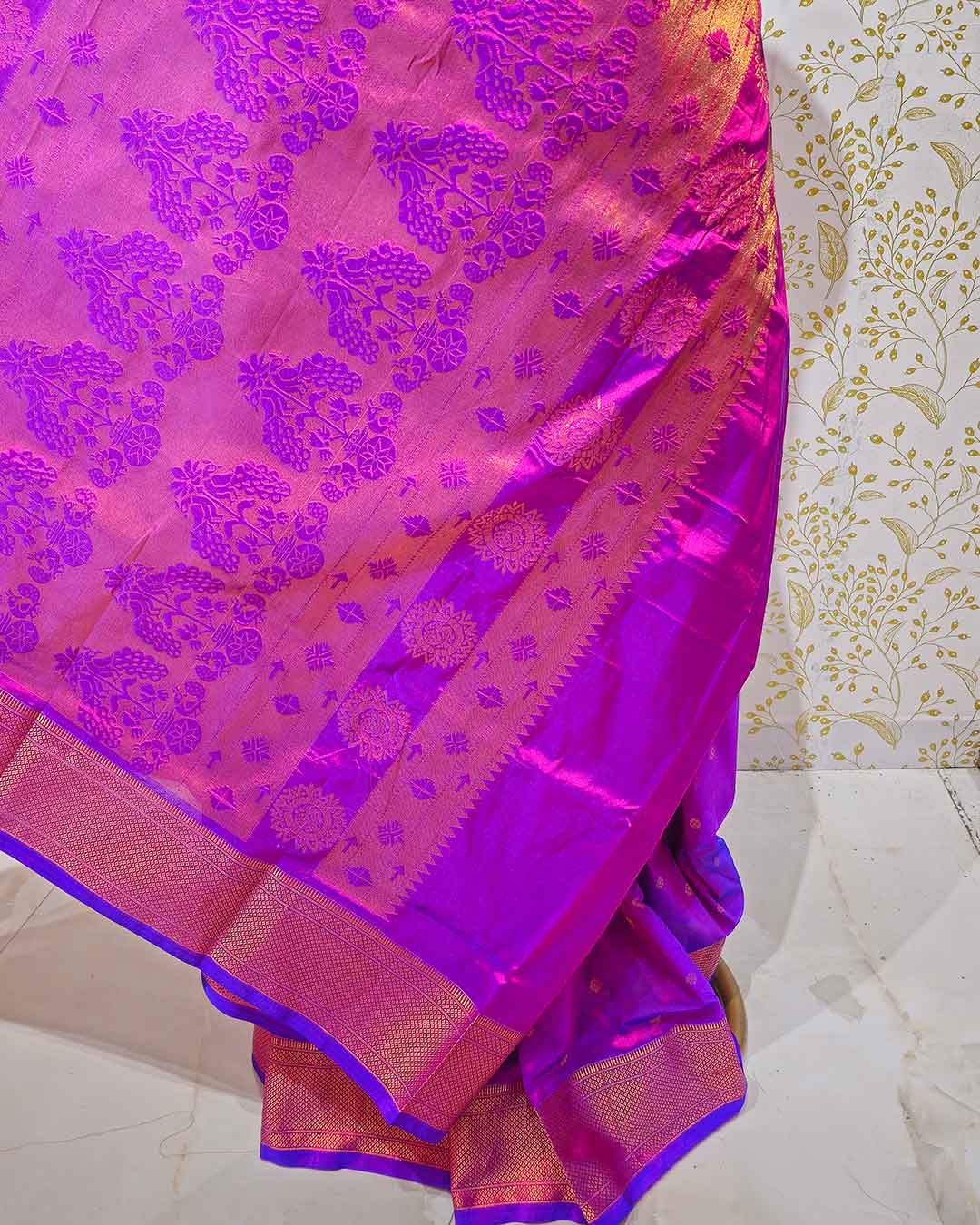Copper Paithani Silk Saree  Premium Soft Silk with Zari Border & Brocade Pallu