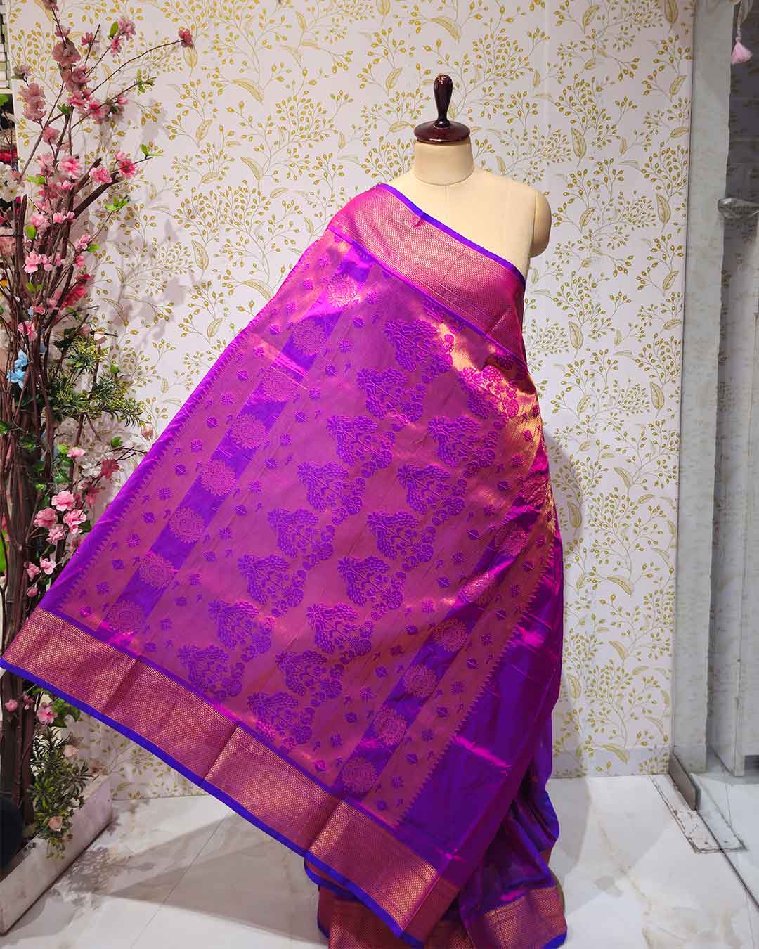 Copper Paithani Silk Saree  Premium Soft Silk with Zari Border & Brocade Pallu
