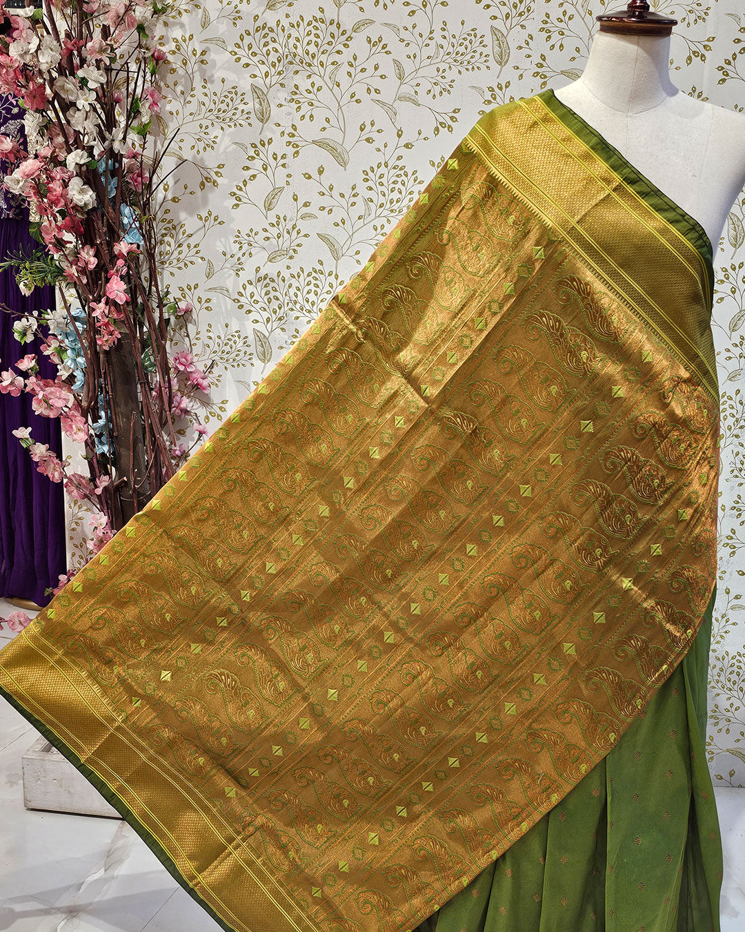Copper Paithani Silk Saree  Premium Soft Silk with Zari Border & Brocade Pallu