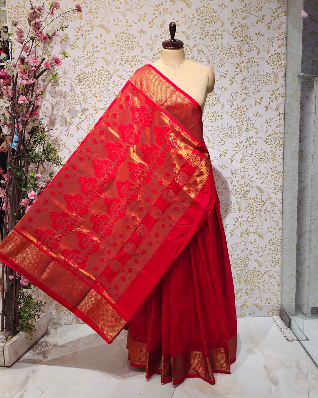 Copper Paithani Silk Saree  Premium Soft Silk with Zari Border & Brocade Pallu