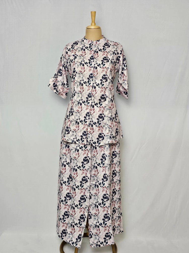 Linen Floral Print Co-ord Set for Women