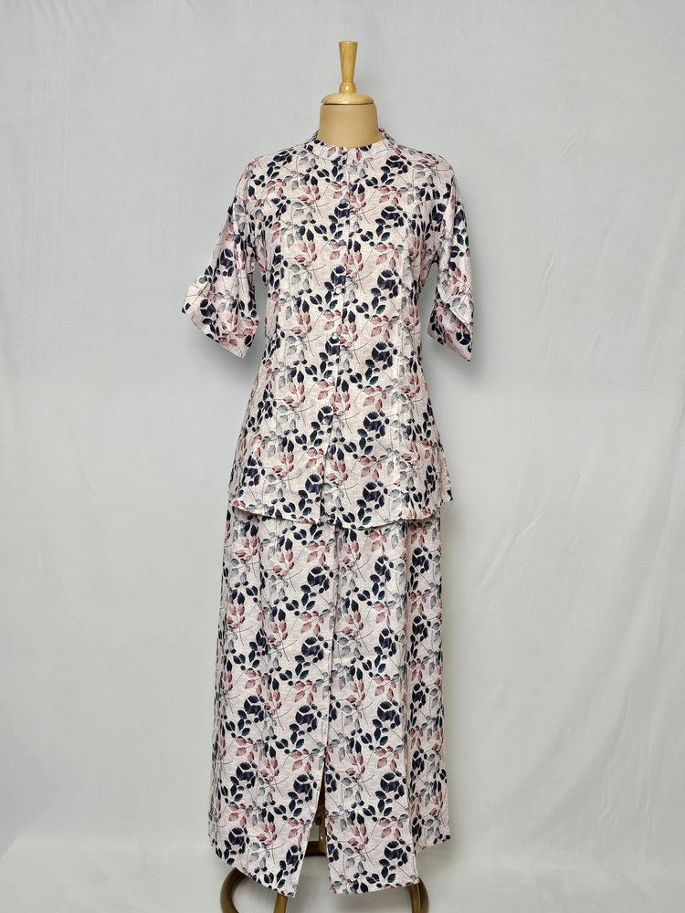 Linen Floral Print Co-ord Set for Women