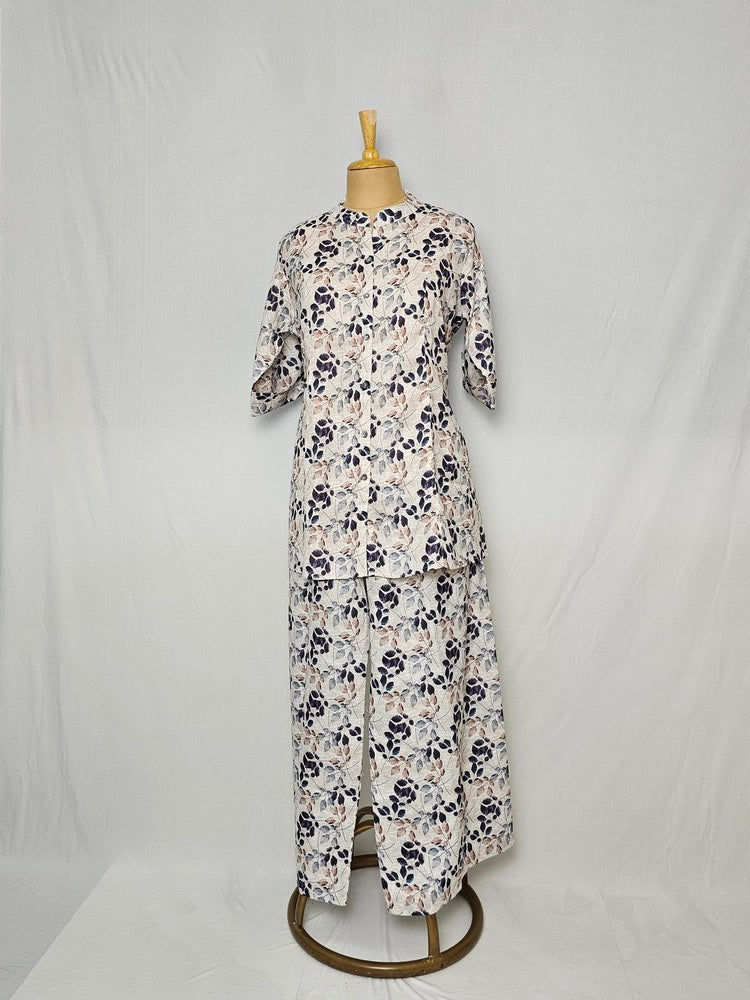 Linen Floral Print Co-ord Set for Women
