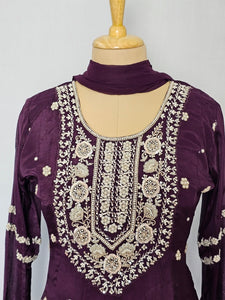 Chiffon Anarkali Kurta Set with Pearl & Sequin Hand Embroidery