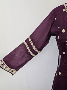 Chiffon Anarkali Kurta Set with Pearl & Sequin Hand Embroidery