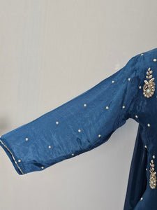 Chiffon Kurta Set with Cutdana & Pearl Floral Handwork