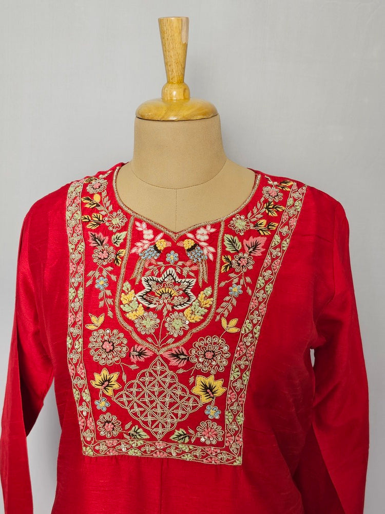 Silk Zardozi Embroidered Kurta Set