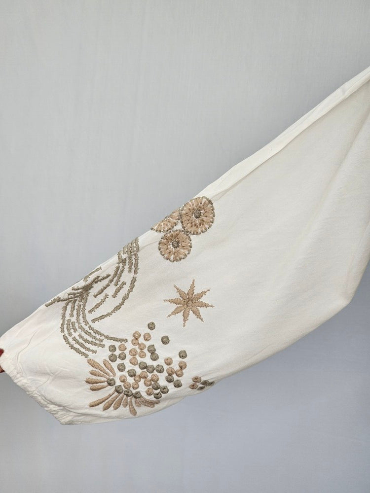 Mul Cotton One Piece Dress with Thread Embroidery