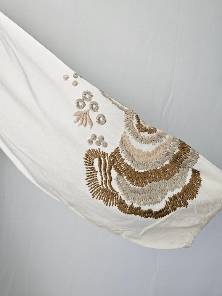 Mul Cotton One Piece Dress with Thread Embroidery