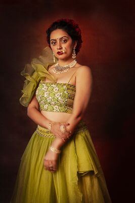 Organza Indo-Western Lehenga with Hand Embroidery