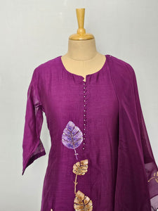 Mal Chanderi Hand-Painted Anarkali Kurta Set with Katdana & Sequin Work