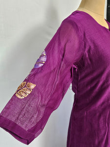 Mal Chanderi Hand-Painted Anarkali Kurta Set with Katdana & Sequin Work