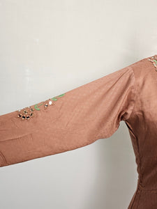 Crepe Mirror Work Anarkali Kurta Pant Set  Festive Wear