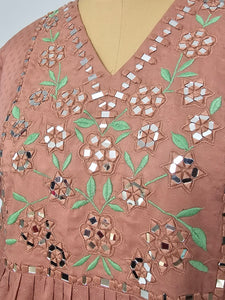 Crepe Mirror Work Anarkali Kurta Pant Set  Festive Wear