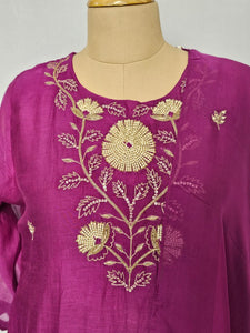 Mal Chanderi Anarkali Kurta Set with Katdana, Sequin & Pearl Work
