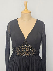 Indo-Western Chiffon & Net Gown with Embroidery & Sequin Work