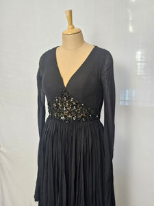 Indo-Western Chiffon & Net Gown with Embroidery & Sequin Work