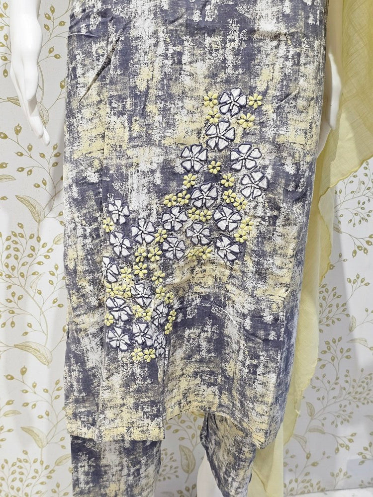 Elegant Rayon Kurta Set Digital Printed Kurta with Machine Embroidery & Cotton Dupatta