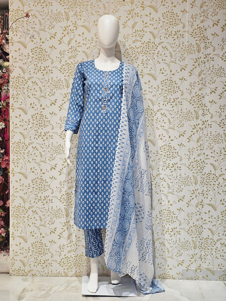 Elegant Rayon Kurta Set Digital Printed Kurta with Embroidered Details & Cotton Dupatta