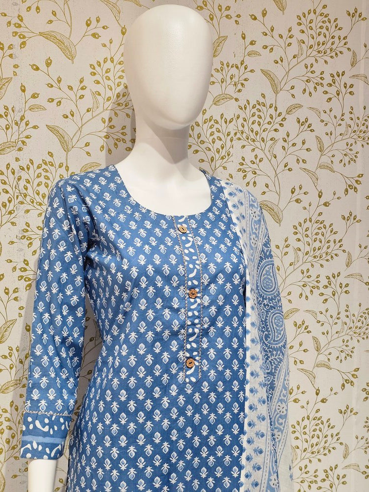 Elegant Rayon Kurta Set Digital Printed Kurta with Embroidered Details & Cotton Dupatta