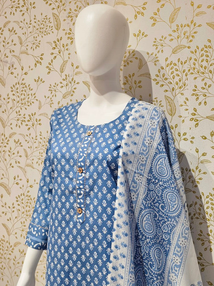Elegant Rayon Kurta Set Digital Printed Kurta with Embroidered Details & Cotton Dupatta