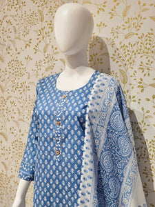 Elegant Rayon Kurta Set Digital Printed Kurta with Embroidered Details & Cotton Dupatta