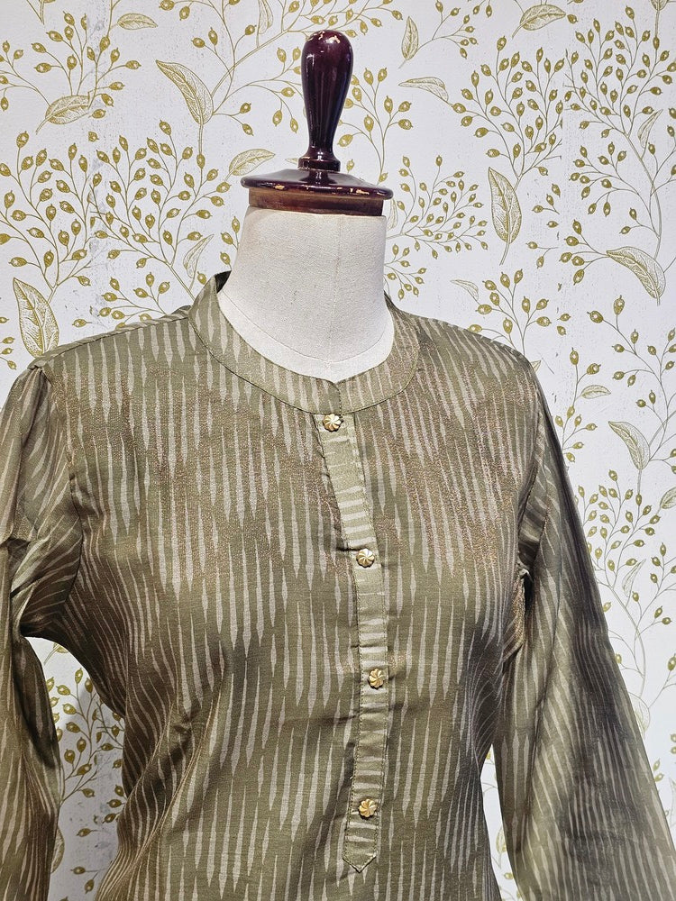 Elegant Tissue Chanderi Kurta Set  Digital Printed Kurta with Silk Pants & Lightweight Dupatta