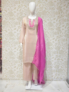 Tissue Kurta Set  Hand Embroidered with Gotapatti Work & Silk Dupatta