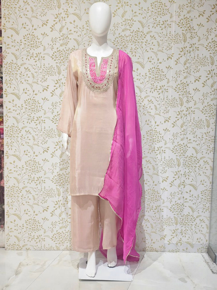 Tissue Kurta Set  Hand Embroidered with Gotapatti Work & Silk Dupatta