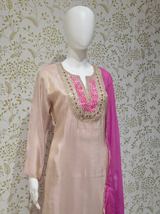 Tissue Kurta Set  Hand Embroidered with Gotapatti Work & Silk Dupatta