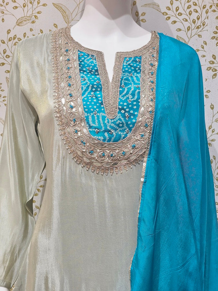 Tissue Kurta Set Hand Embroidered with Gotapatti Work & Silk Dupatta