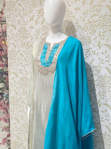 Tissue Kurta Set Hand Embroidered with Gotapatti Work & Silk Dupatta