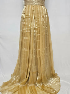 Indo-Western Off-Shoulder Sequin Gown with Organza Drape