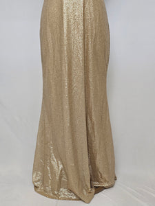 Indo-Western Off-Shoulder Sequin Gown with Organza Drape