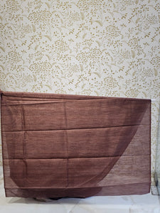 Hakoba Embroidered Kalamkari Cotton Tussar Saree with Floral Border